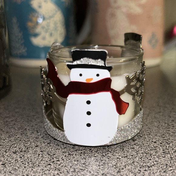 Bath & Body Works Other - Bath and Body Works snowman with snowflake candle holder for tiny candle new